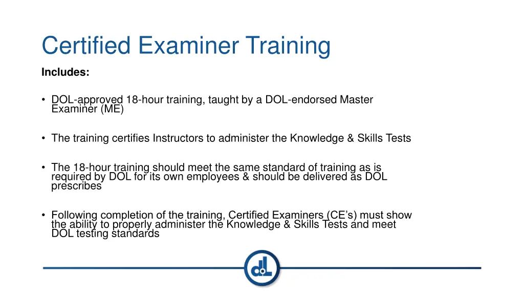 certified examiner training 1