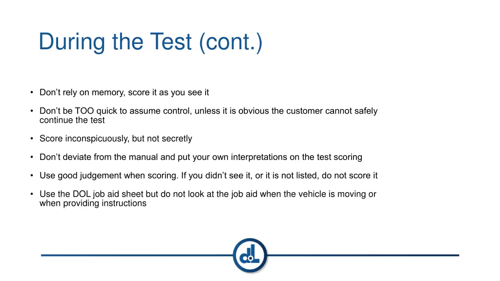 during the test cont