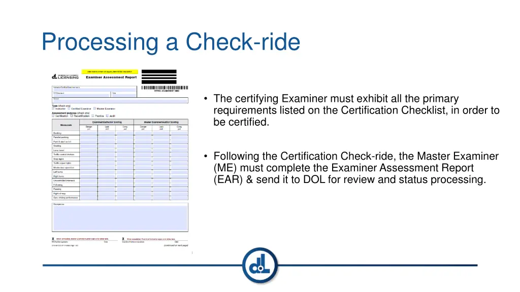 processing a check ride