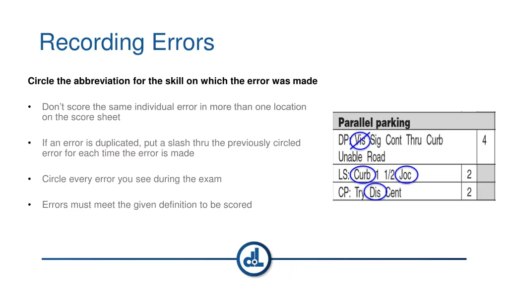 recording errors