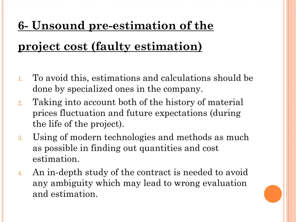 6 unsound pre estimation of the
