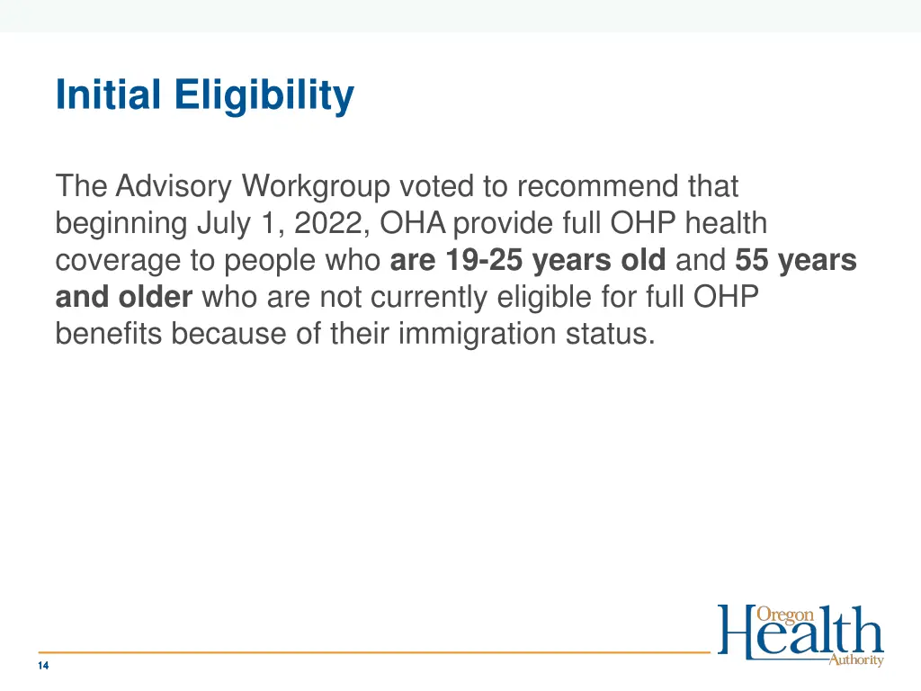 initial eligibility