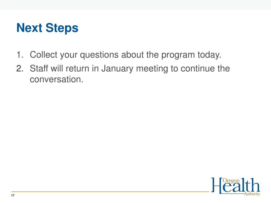 next steps
