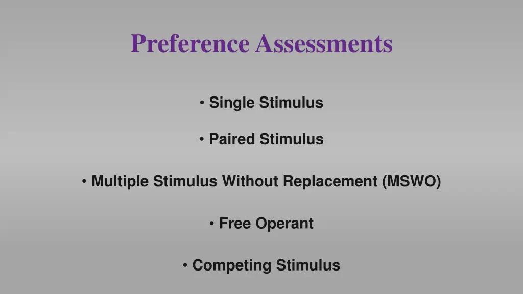 preference assessments