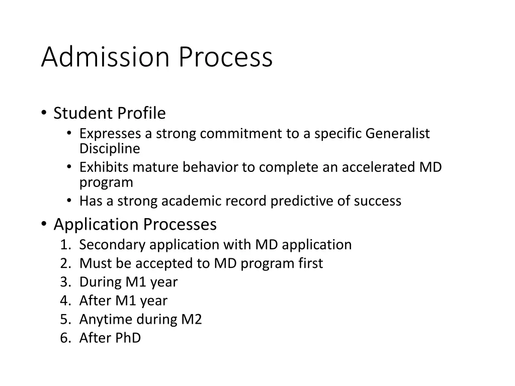 admission process