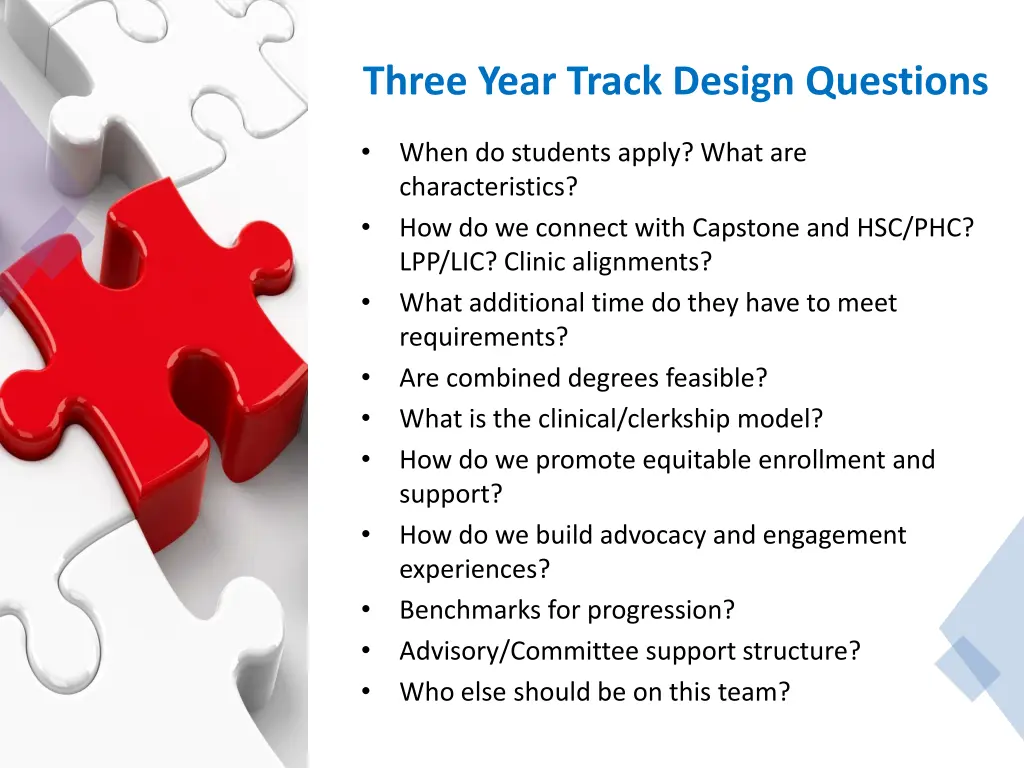 three year track design questions