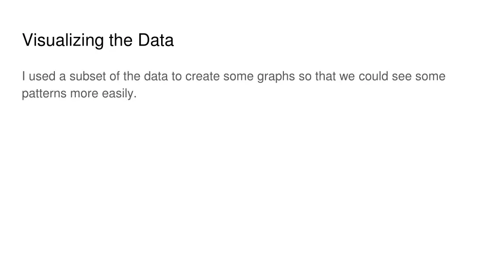 visualizing the data