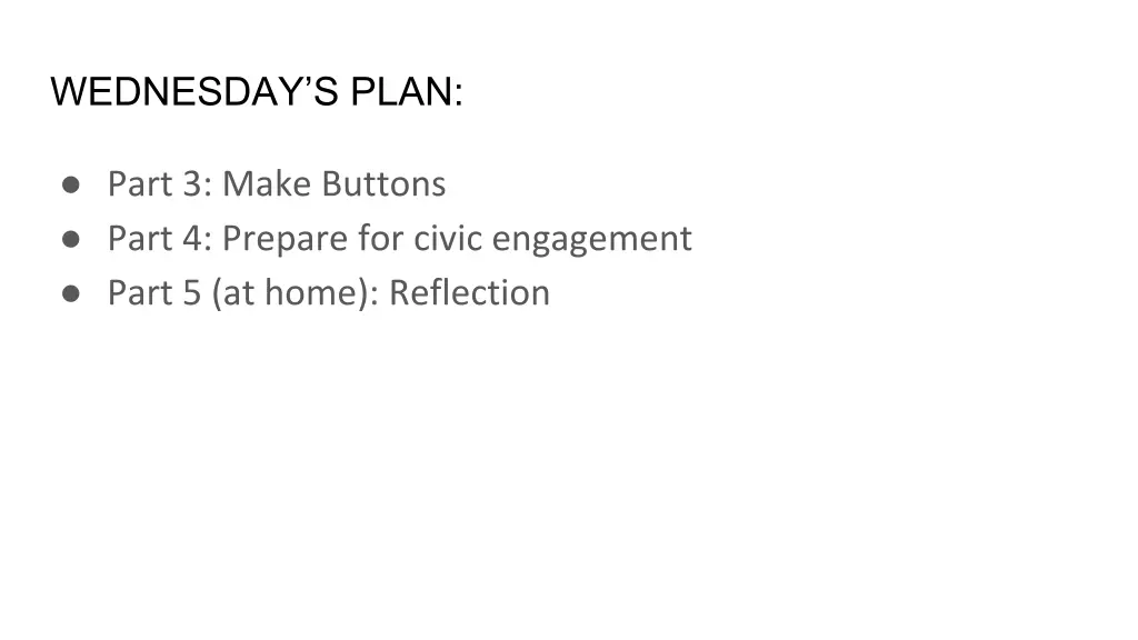 wednesday s plan