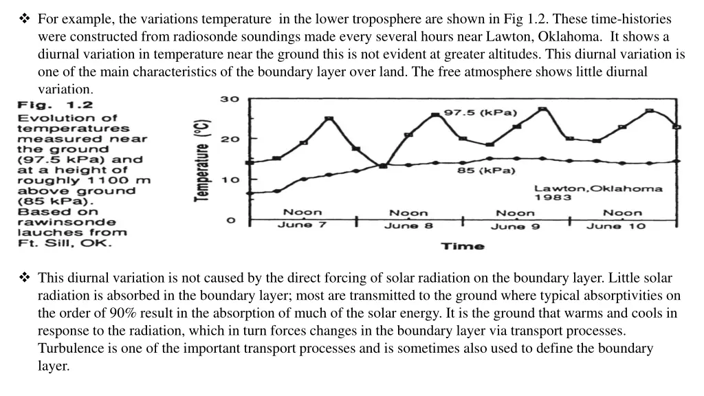 for example the variations temperature