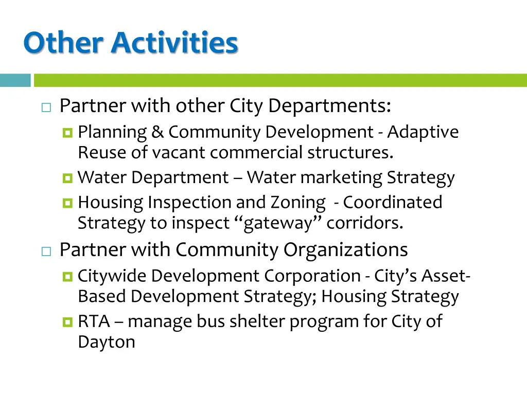 other activities