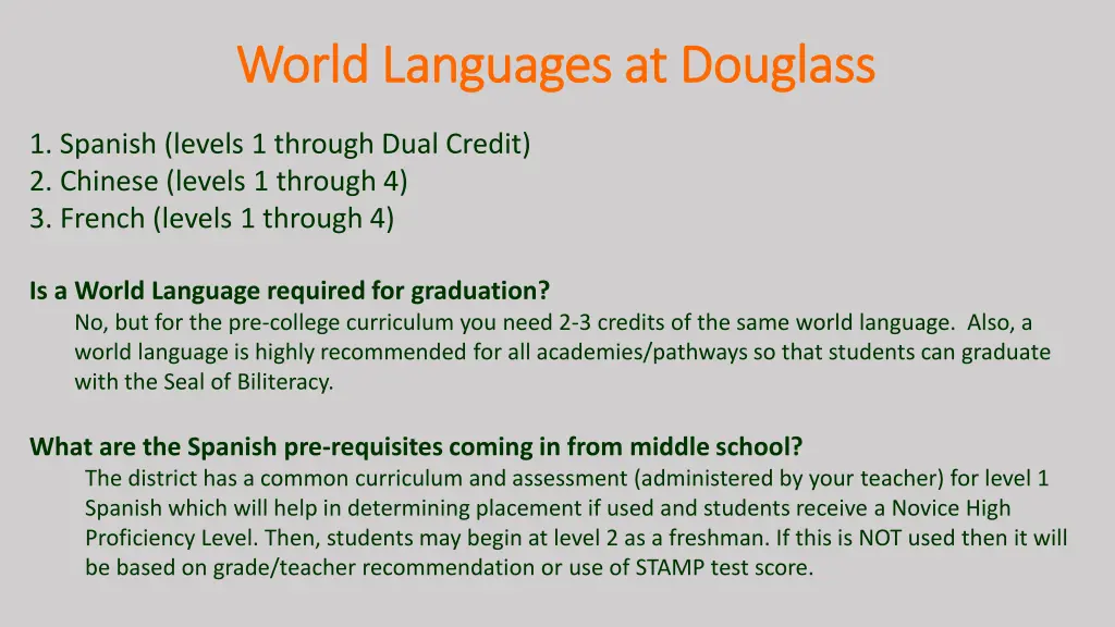 world languages at douglass world languages