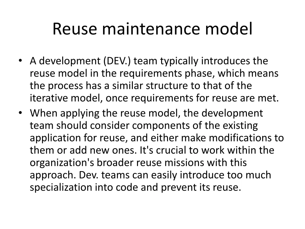 reuse maintenance model 1