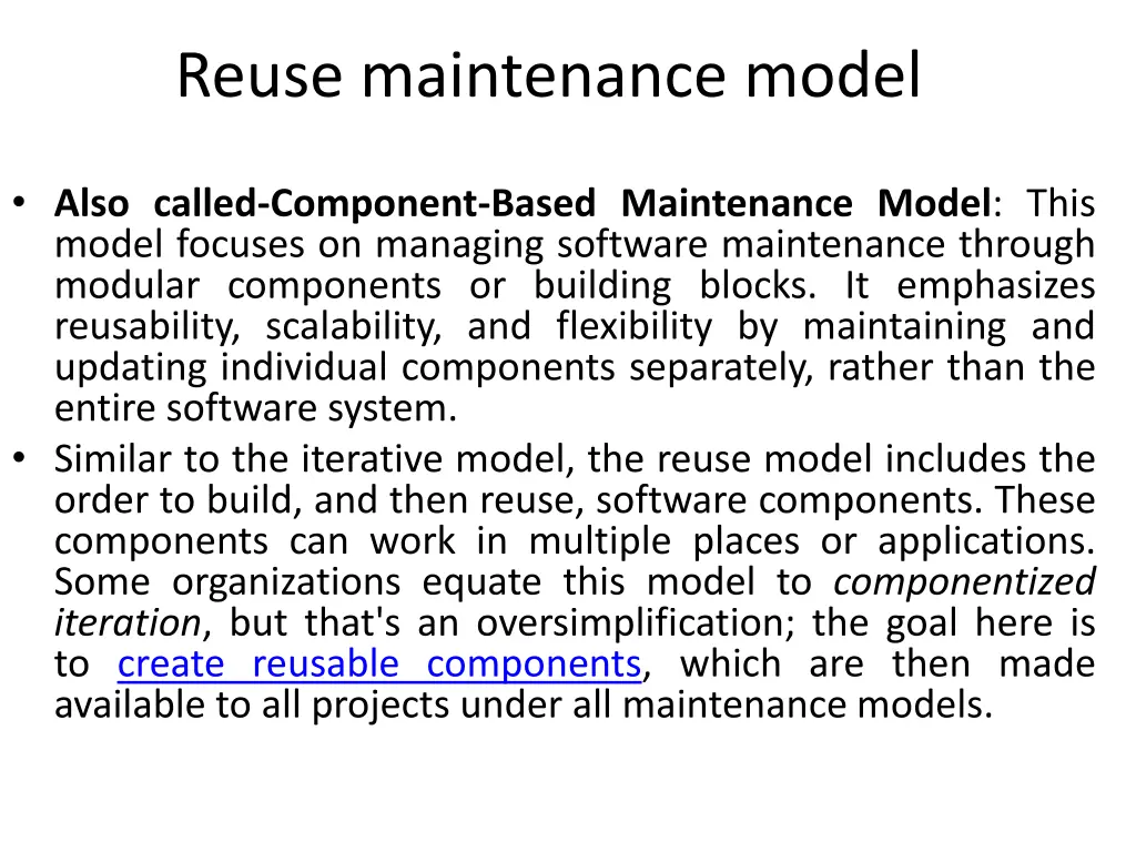 reuse maintenance model