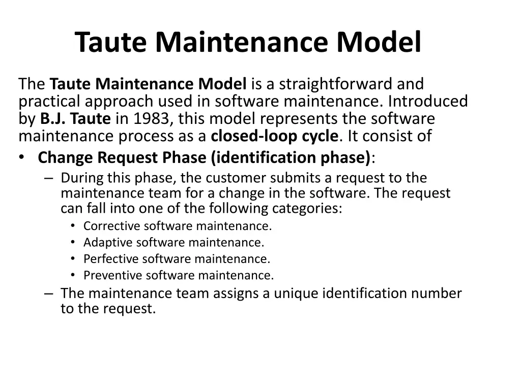 taute maintenance model