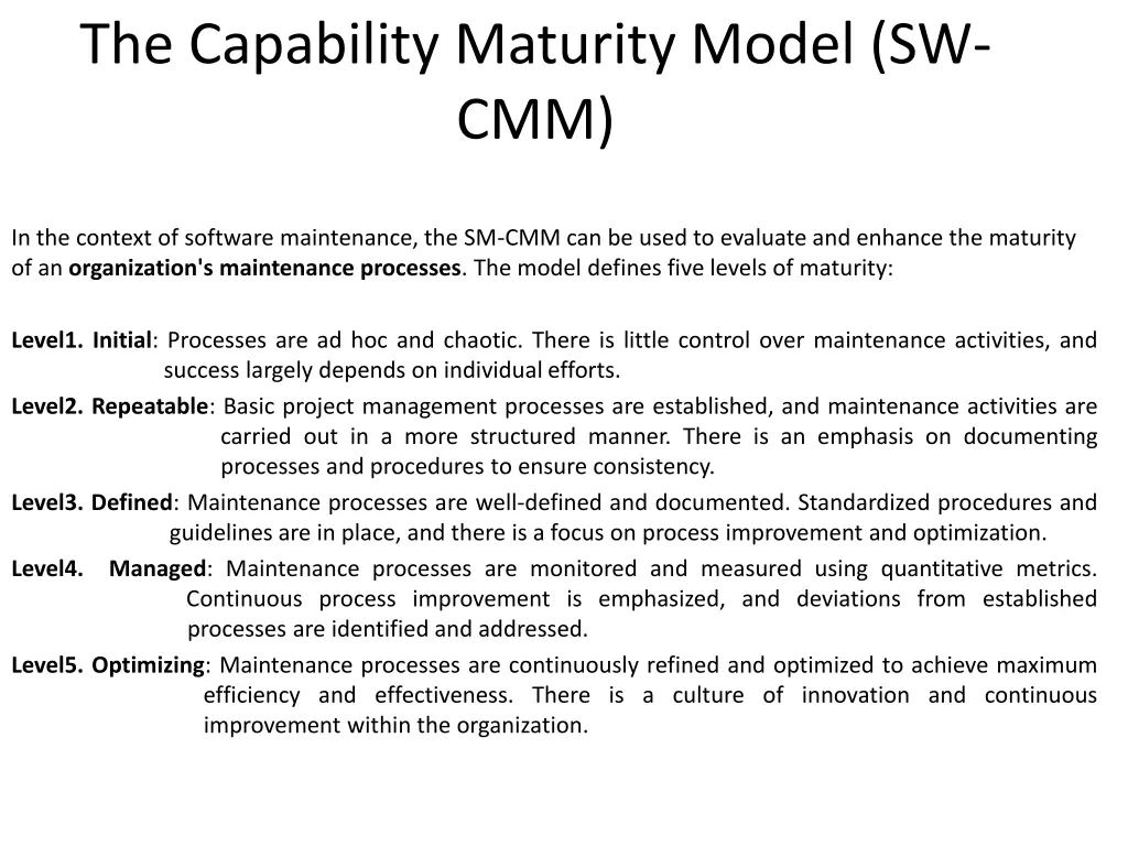 the capability maturity model sw cmm
