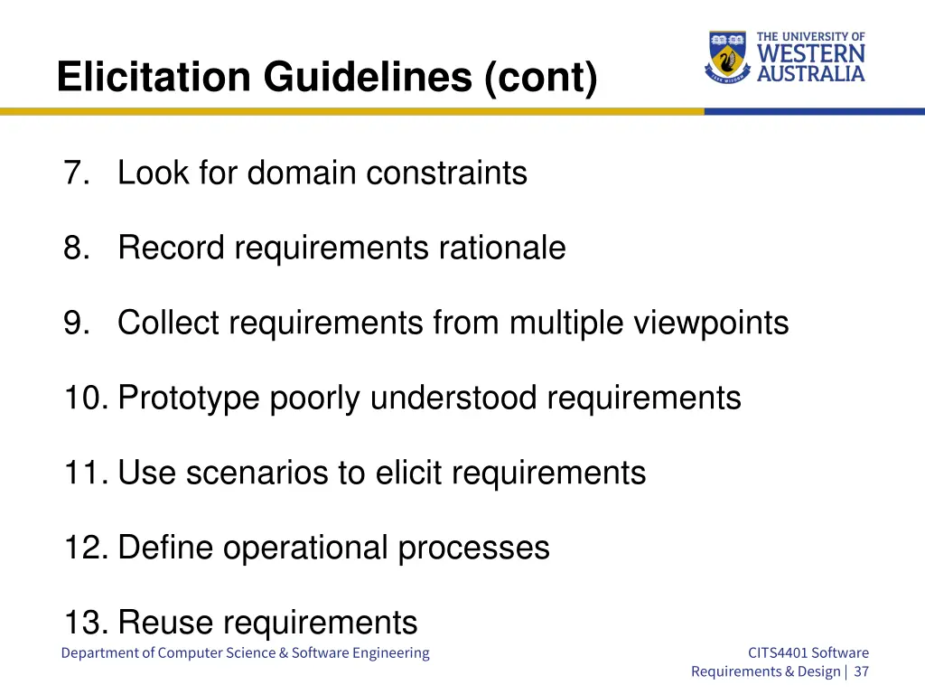 elicitation guidelines cont