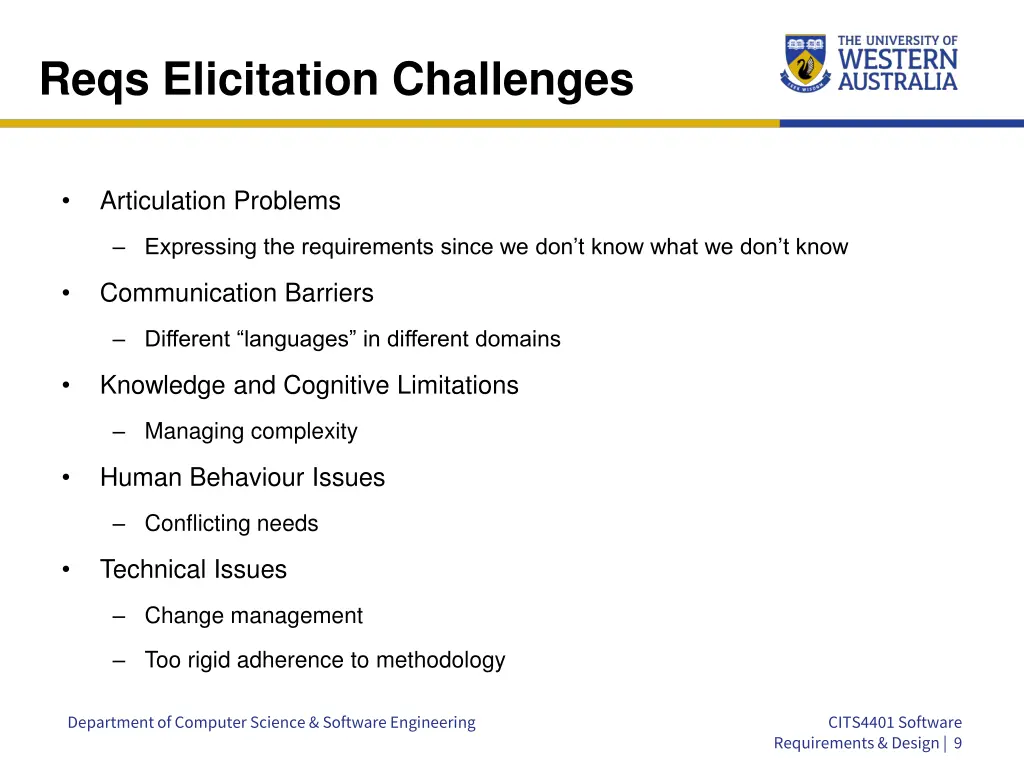 reqs elicitation challenges