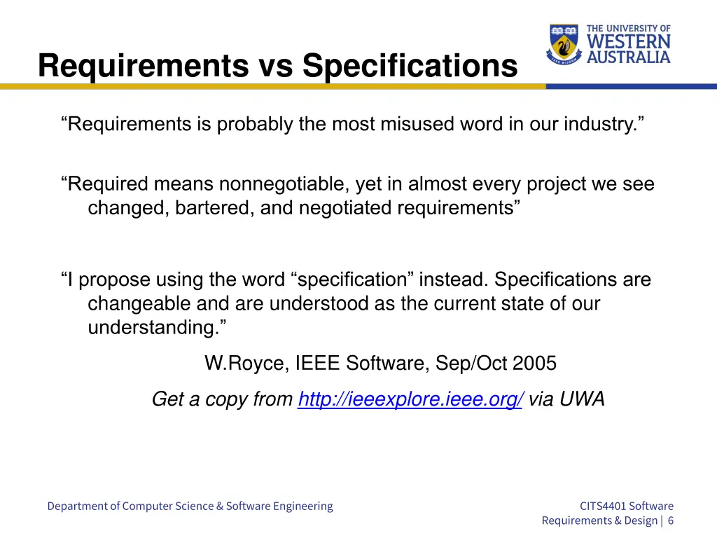 requirements vs specifications