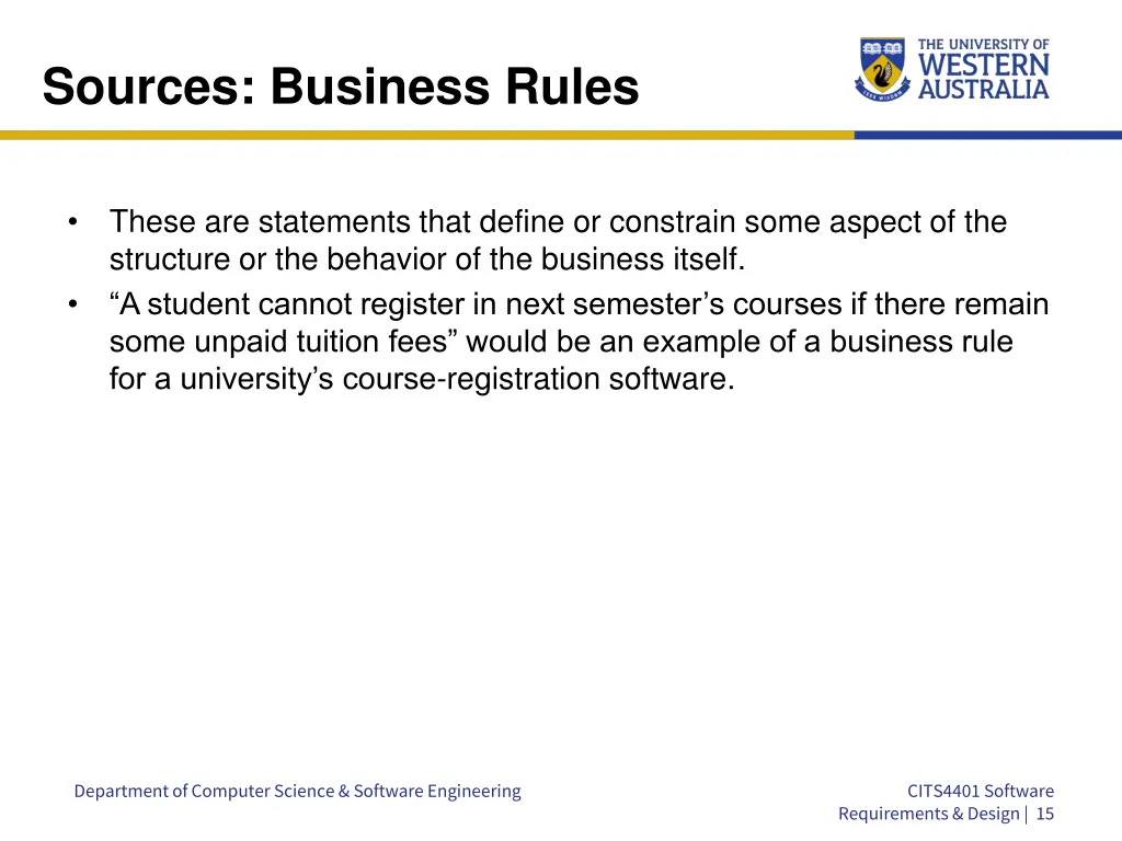 sources business rules