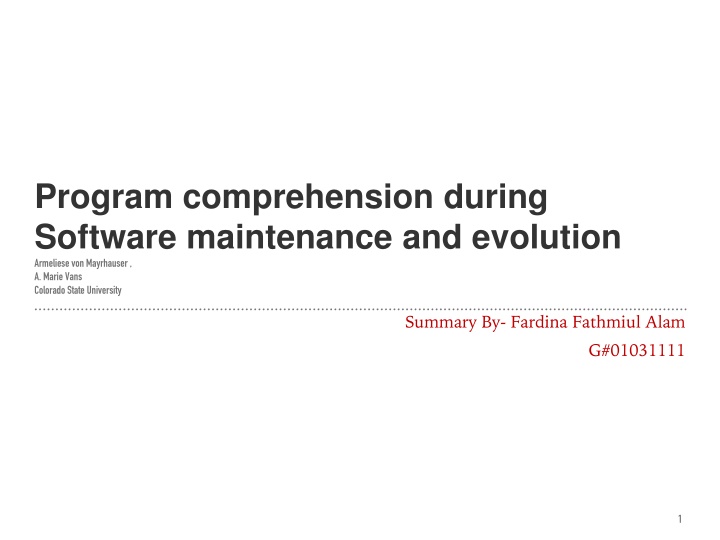 program comprehension during software maintenance