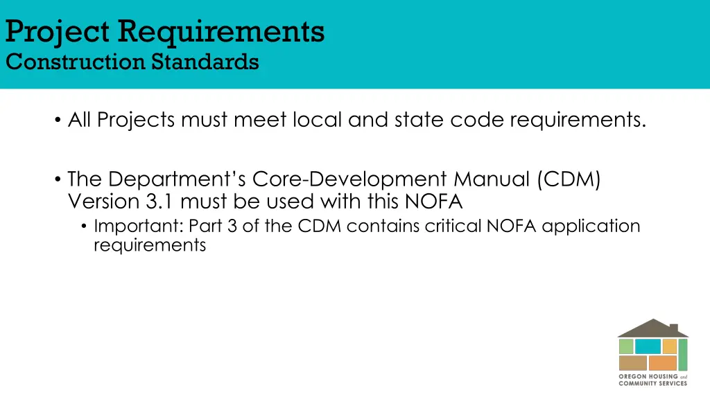 project requirements construction standards