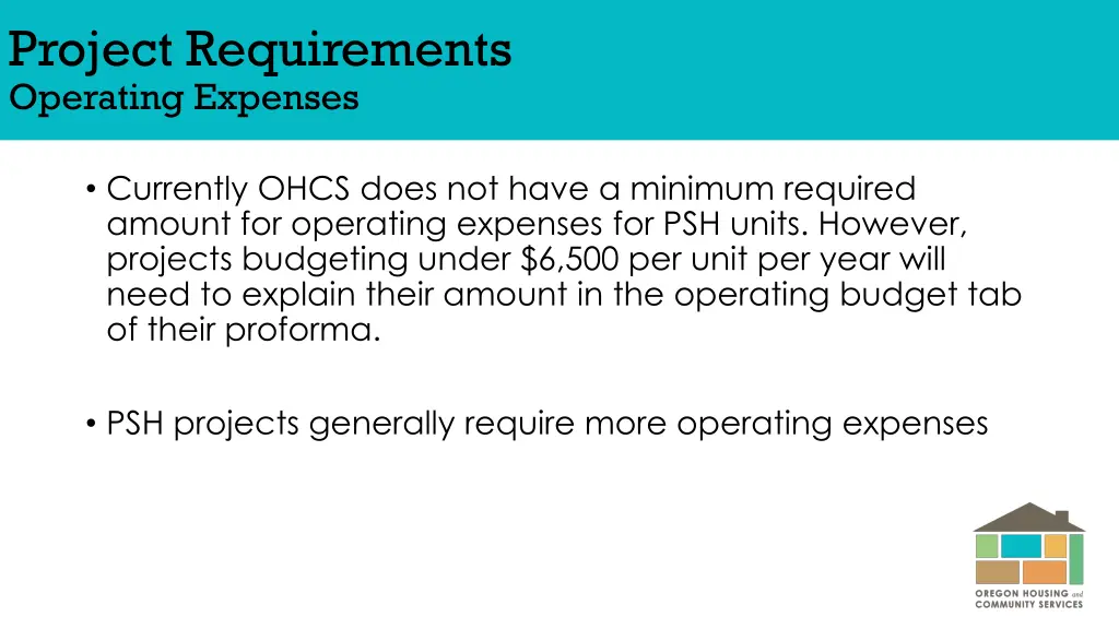 project requirements operating expenses