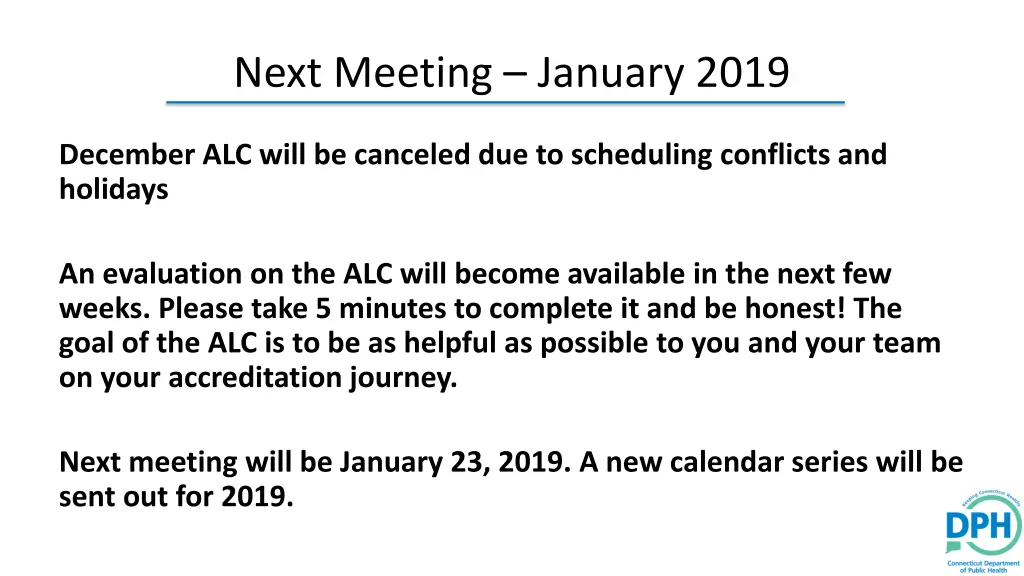 next meeting january 2019