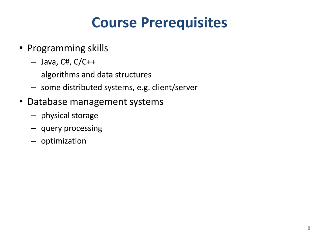 course prerequisites