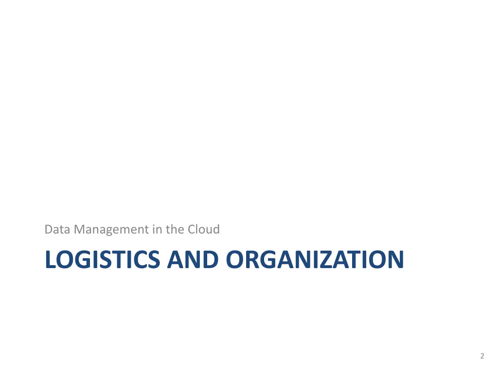 data management in the cloud 1