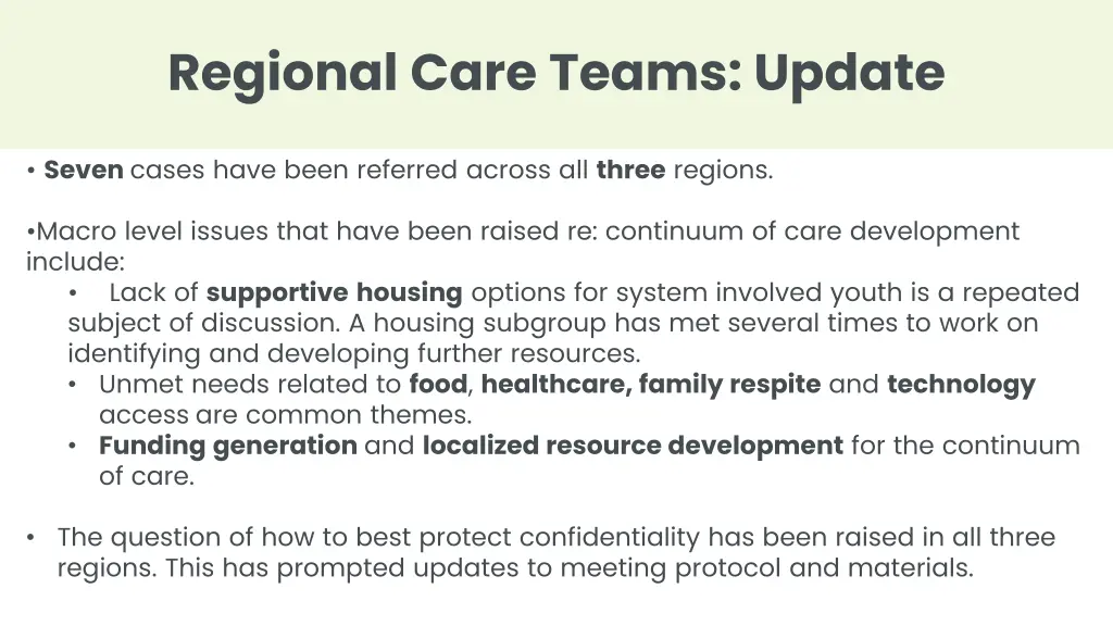regional care teams update
