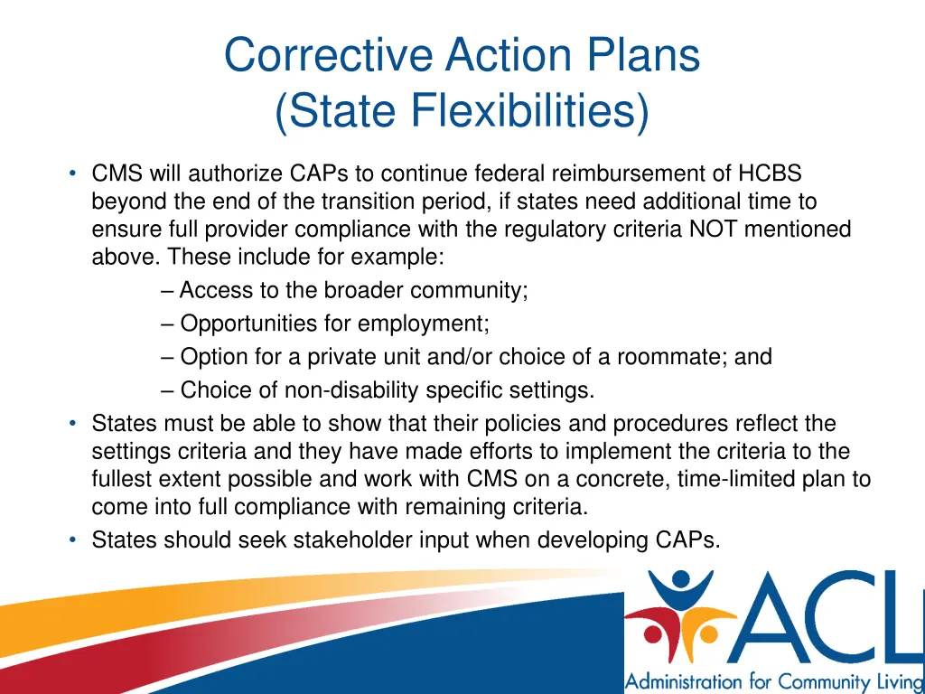 corrective action plans state flexibilities