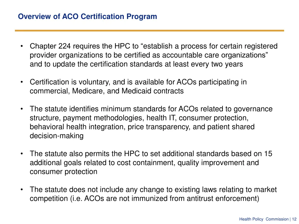 overview of aco certification program