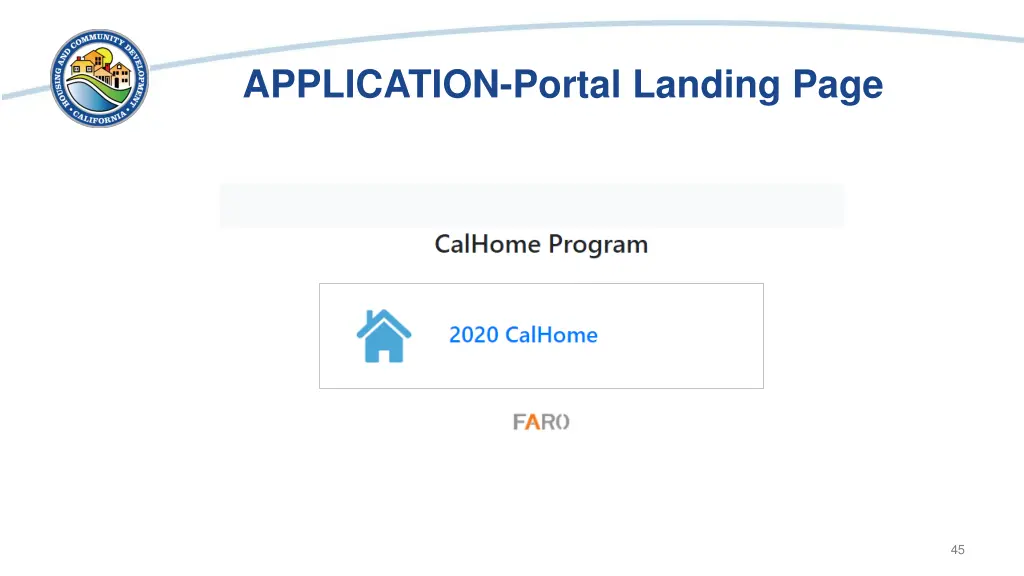 application portal landing page