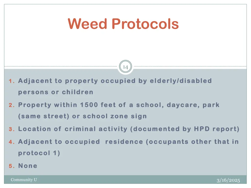 weed protocols