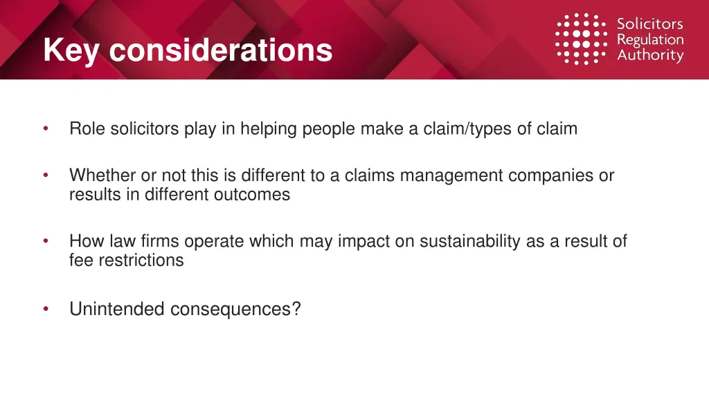 key considerations