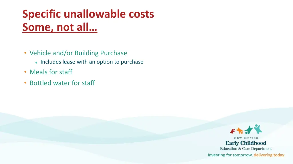 specific unallowable costs some not all 1