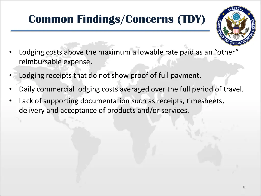 common findings concerns tdy 1