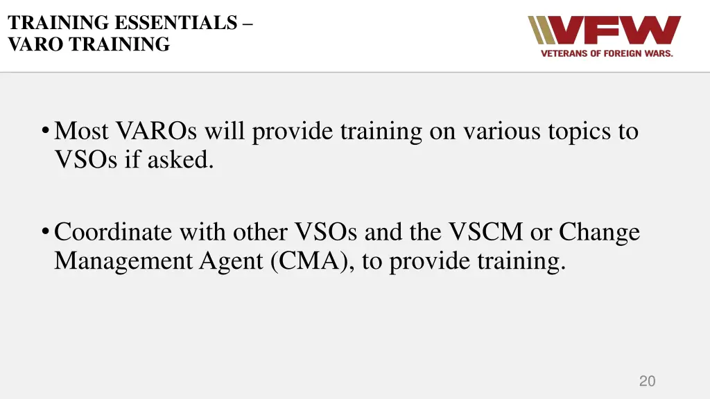 training essentials varo training