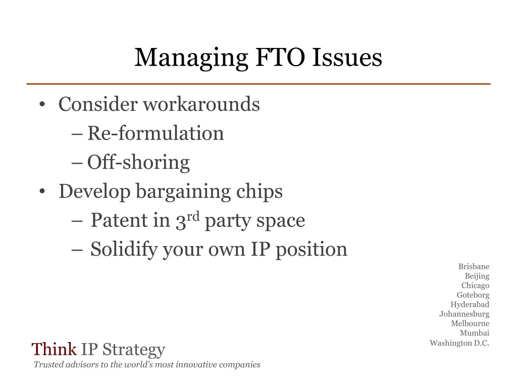 managing fto issues