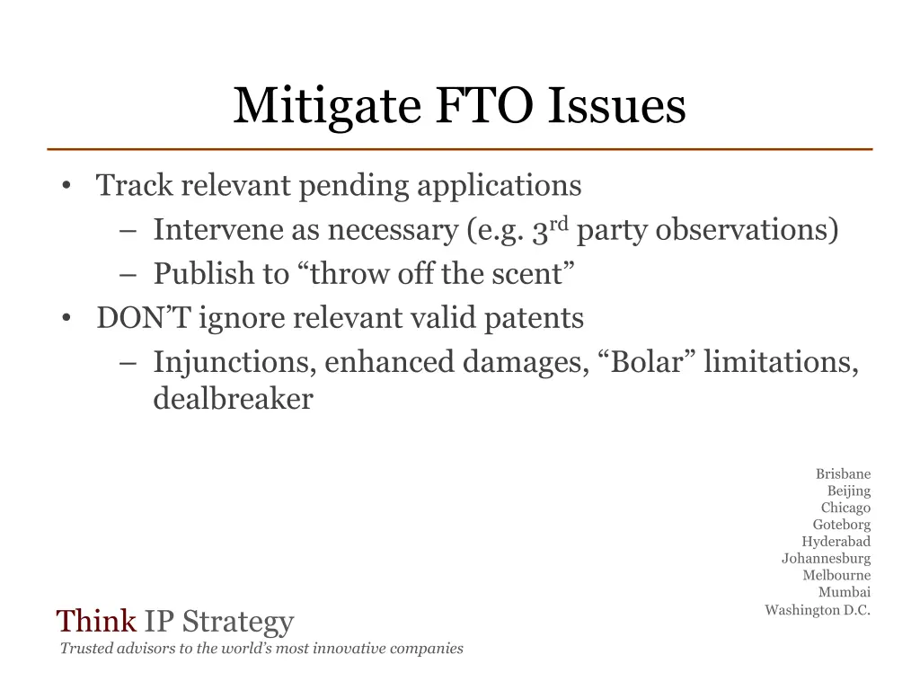 mitigate fto issues 1