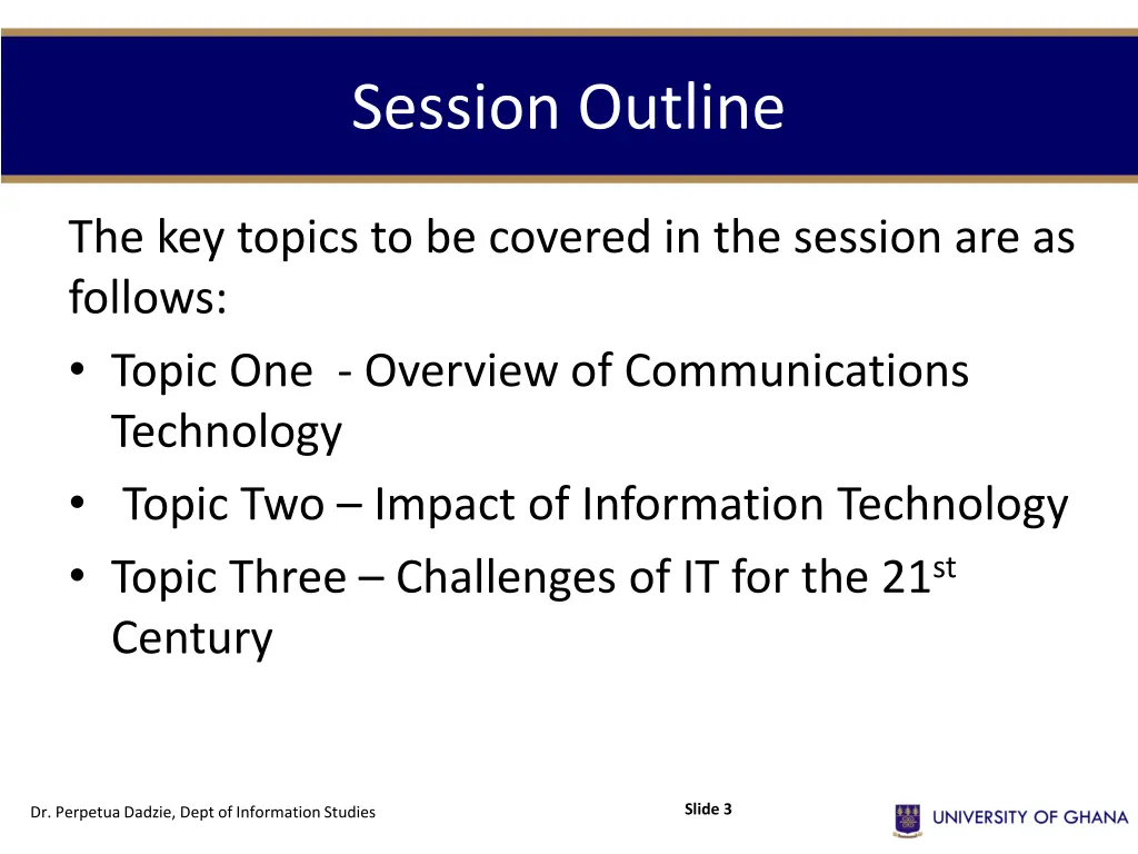 session outline