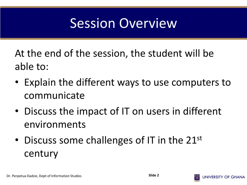 session overview