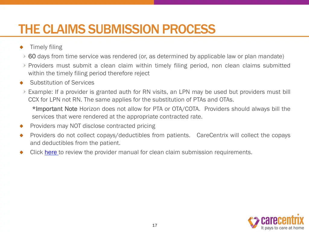 the claims submission process