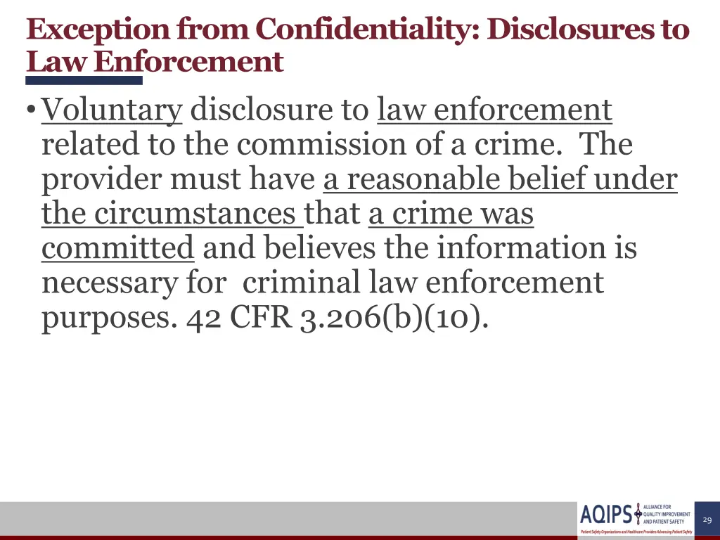 exception from confidentiality disclosures