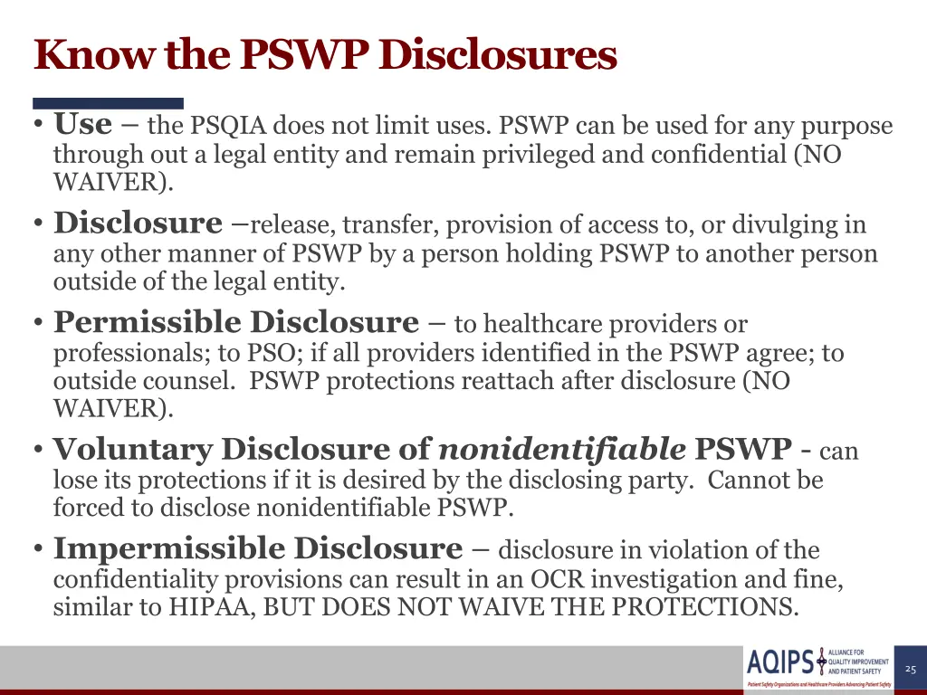 know the pswp disclosures