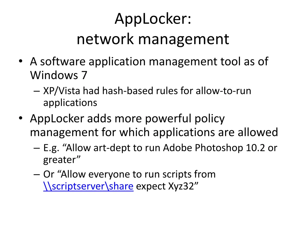 applocker network management a software
