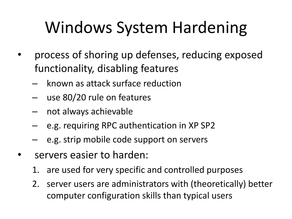 windows system hardening