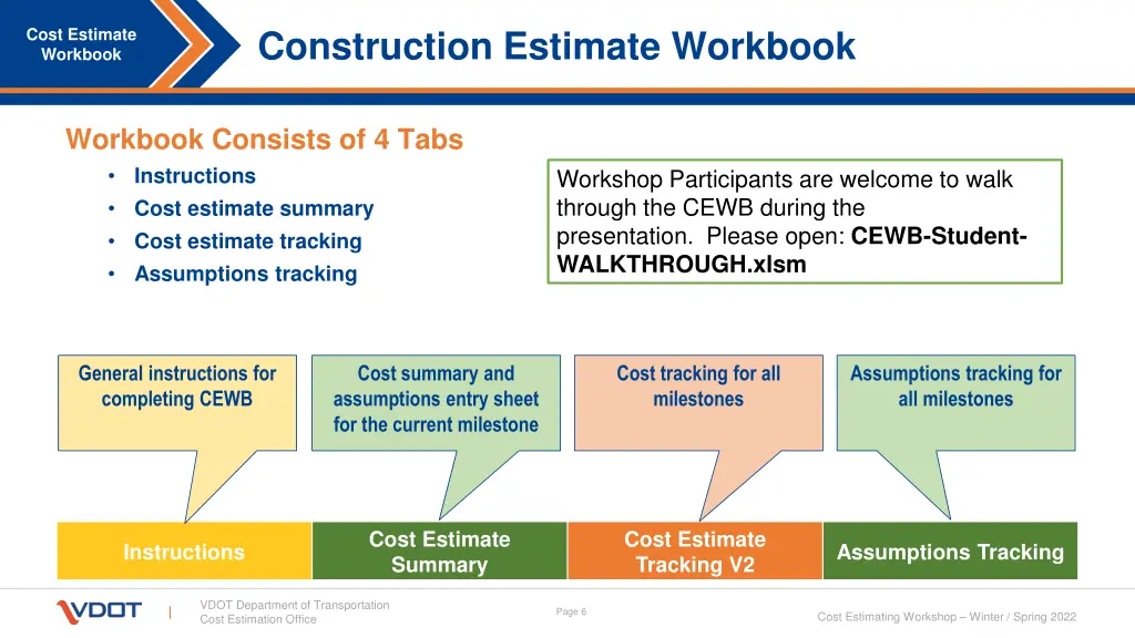 construction estimate workbook