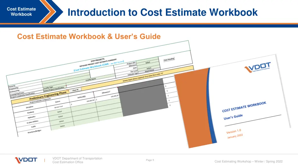 introduction to cost estimate workbook 1