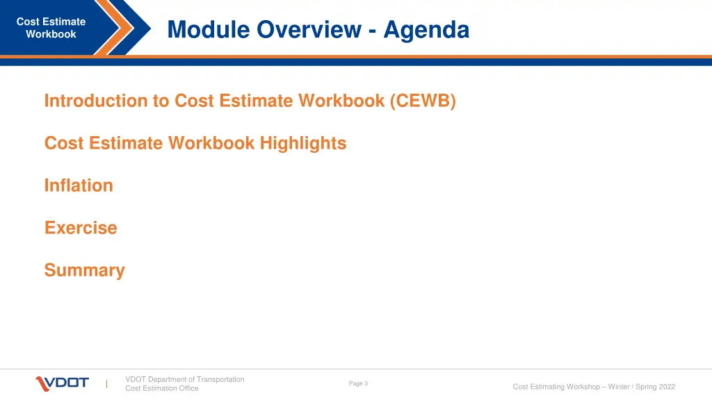 module overview agenda